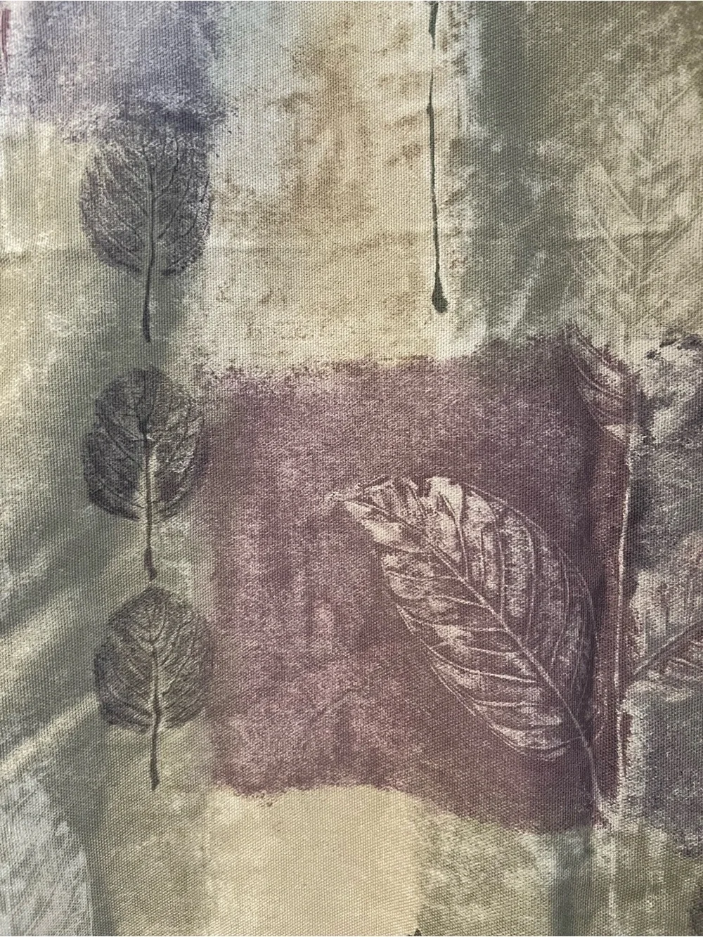 Leaf Sage and Mauve Fabric Shower Curtain
